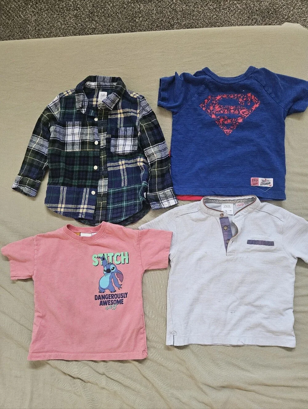 Toddler Boy Size 3T Tops Bundle - Gap x SJP Flannel, Superman Cape & Zara Tees